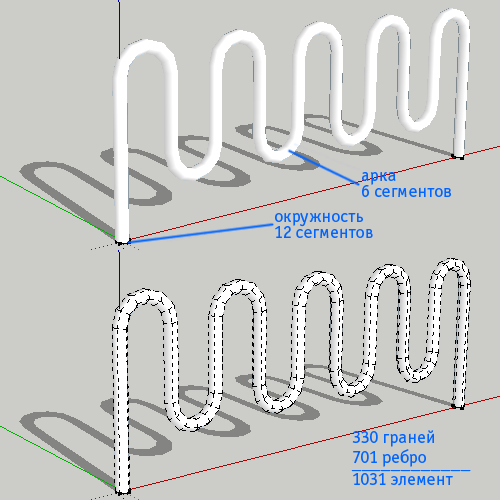 Ускорение SketchUp. Использование кривых с меньшим числом сегментов